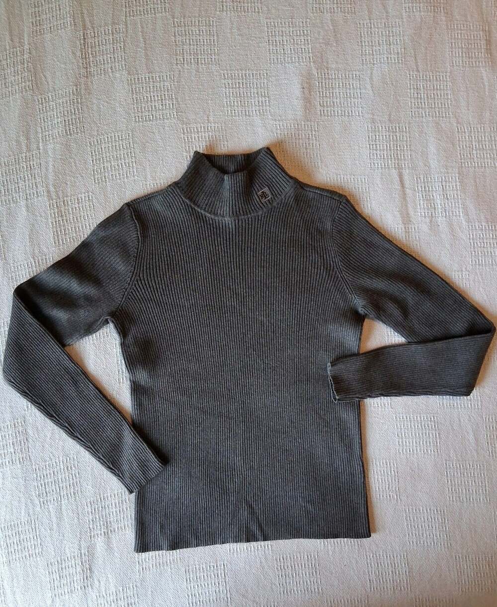 Lauren Ralph Lauren Turtleneck Sweater P/S Gray Ribbed Cotton